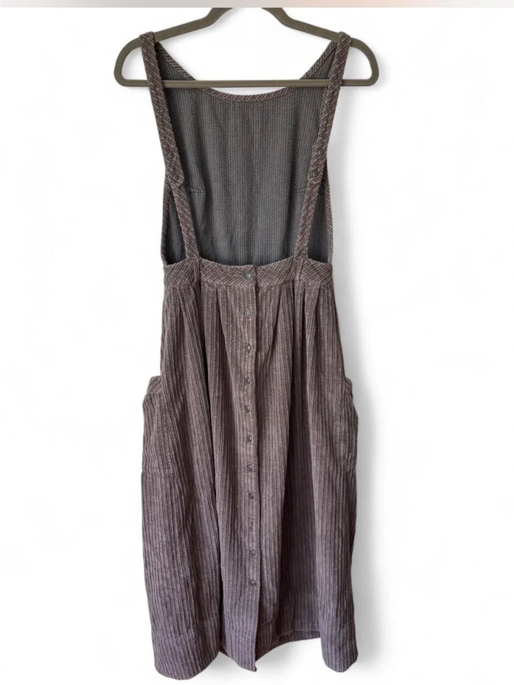 Free People The Other Side gray corduroy stripe midi dress size 4 fits S/M